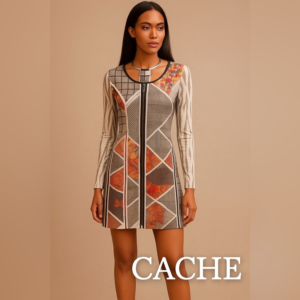 Vtg Cache’,Y2k,Rare Button-Front, Patch-Patterned… - image 6